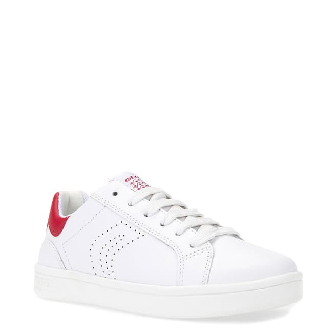 Geox White/Red Lace Up Trainer