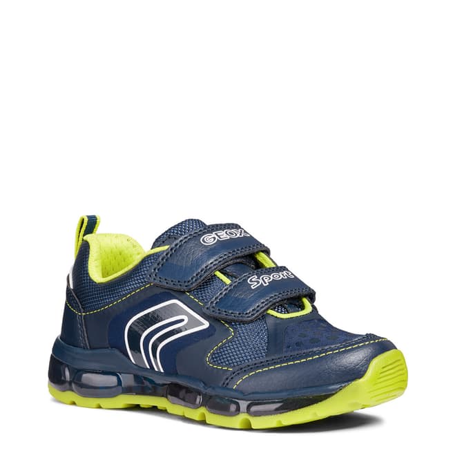 Geox Navy/Lime Velcro Light Up Trainer