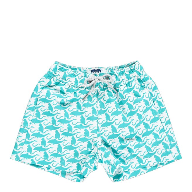 Love Brand & Co Sky Blue The Monkey And The Dolphin Classic Swim Shorts