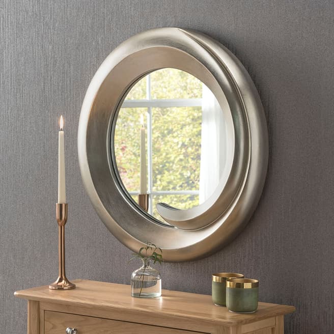Yearn Silver Round Art Mirror 70x70cm