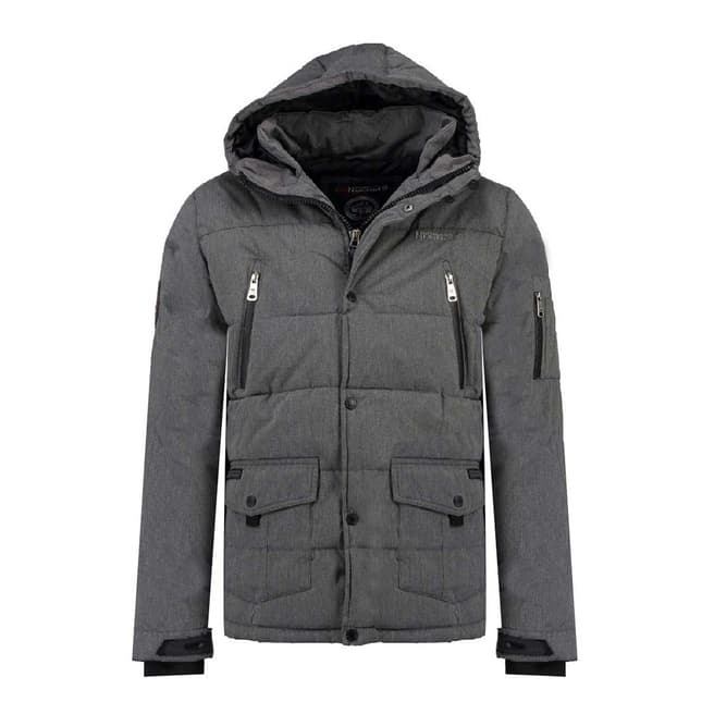 Geographical Norway Mens Dark Grey Amarily Padded Hood Jacket