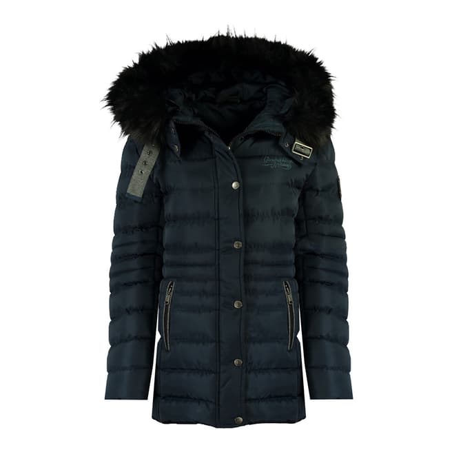 Geographical Norway Womens Navy Daleo Quilted Hood Jacket