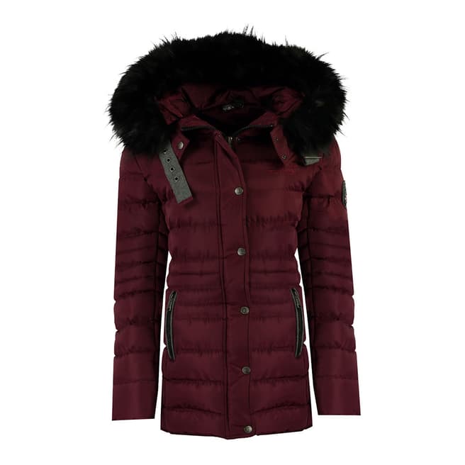 Geographical Norway Womens Burgundy Daleo Quilted Hood Jacket