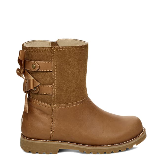 UGG Brown Leather Tara Bow Boots