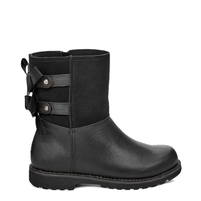 UGG Black Leather Tara Bow Boots