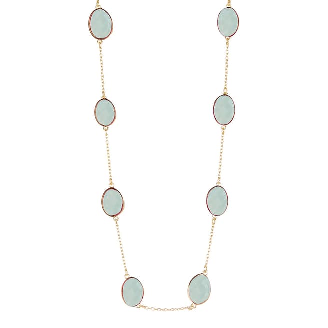 Chloe Collection by Liv Oliver 18K Gold Plated Chalcedony Station Necklace