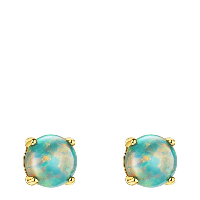 Liv Oliver 18K Gold Green Opal Stud Earrings