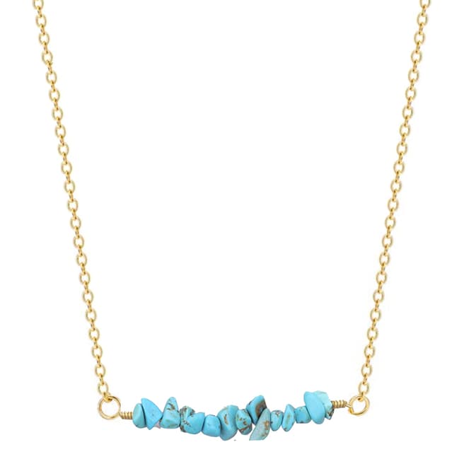 Liv Oliver 18K Gold Plated Multi Turquoise Bar Necklace