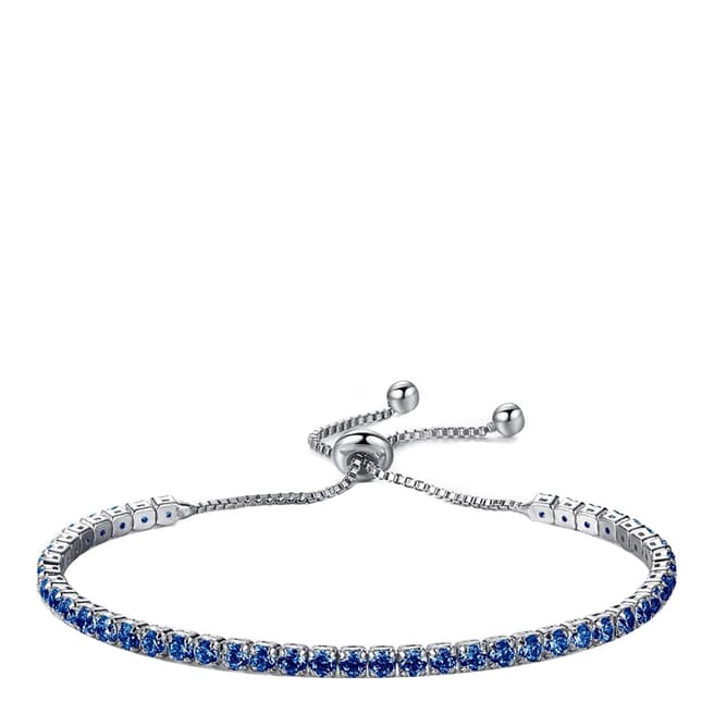 Liv Oliver Silver Plated Adjustable Blue Cz Bracelet