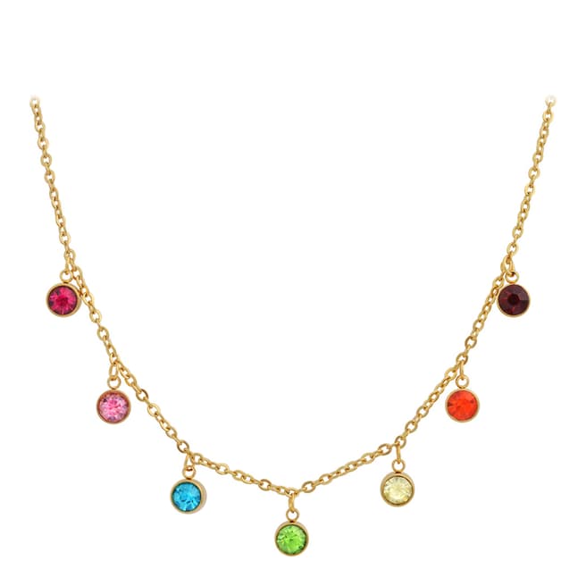 Liv Oliver 18K Gold Multi Gemstone Drape Necklace