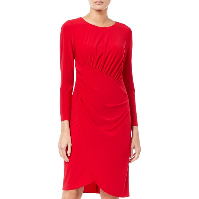 Adrianna Papell Red Jersey Draped Wrap Dress