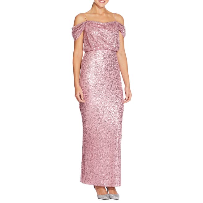 Adrianna Papell Rose Sequin Long Dress