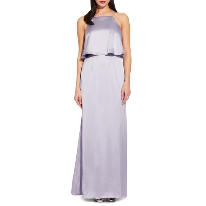 Adrianna Papell Lilac Grey Popover Satin Dress