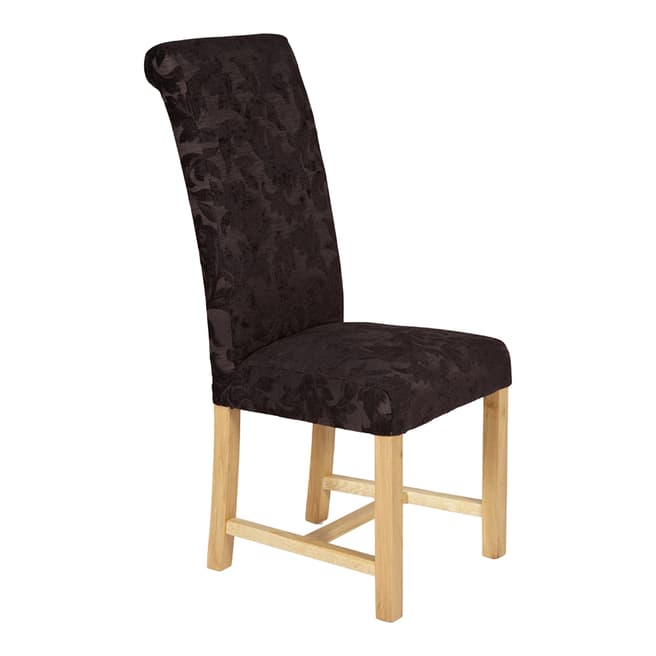 Serene Furnishings 2 X Greenwich Aubergine Floral With Oak Legs Dining Chair