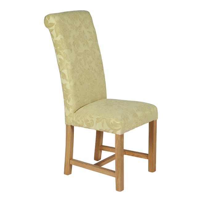 Serene Furnishings 2 X Greenwich Oatmeal Floral With Oak Legs Dining Chair