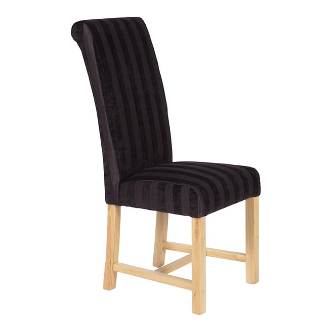 Serene Furnishings 2 X Greenwich Aubergine Stripe With Oak Legs Dining Chair