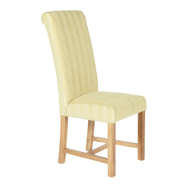 Serene Furnishings 2 X Greenwich Oatmeal Stripe With Oak Legs Dining Chair