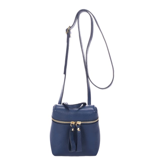 Markese Blue Leather Top Handle Bag