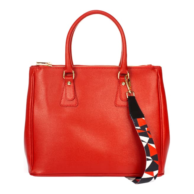 Markese Red Leather Double Handle Bag