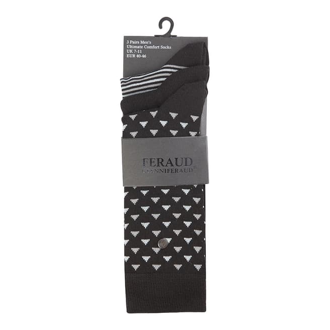 Gianni Feraud Black/Grey 3 Pairs Men'S Ultimate Comfort Socks