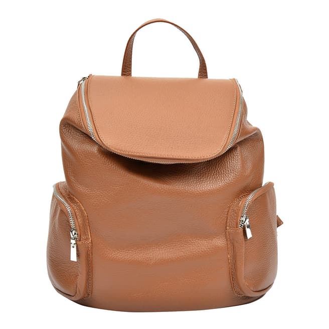 Luisa Vannini Cognac Leather Backpack