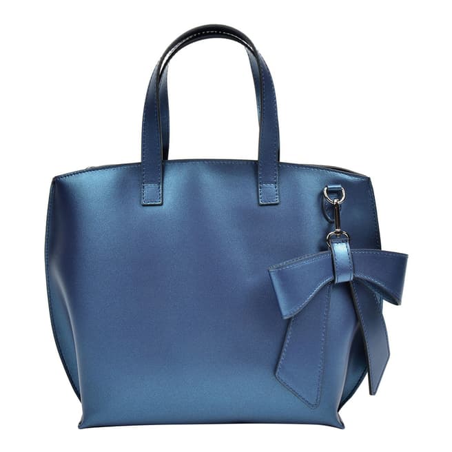 Luisa Vannini Blue Leather Top Handle Bag