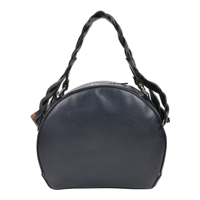 Luisa Vannini Navy Leather Shoulder Bag