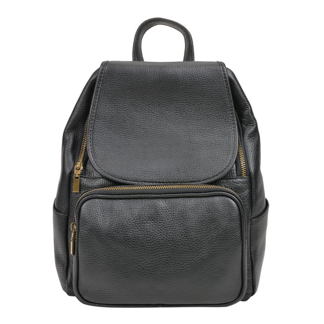 Luisa Vannini Black Leather Backpack