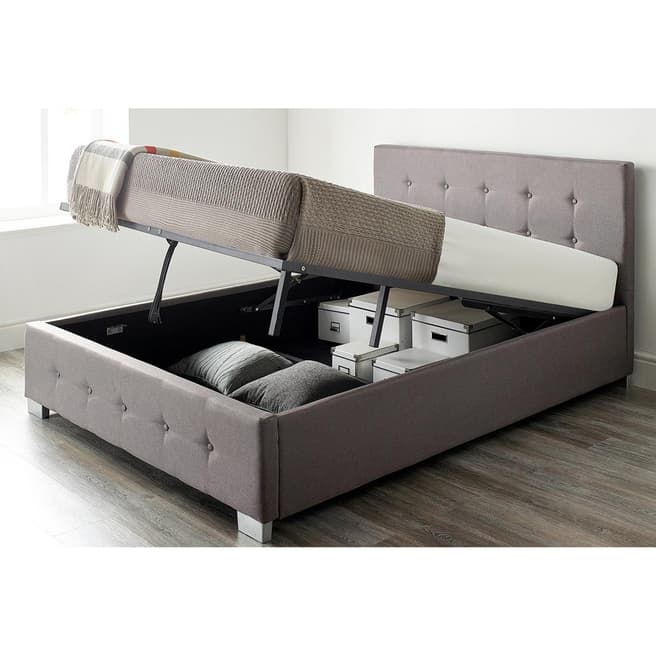 Aspire Furniture Grey Linen Ottoman Bed & Bonnell Mattress - 3ft