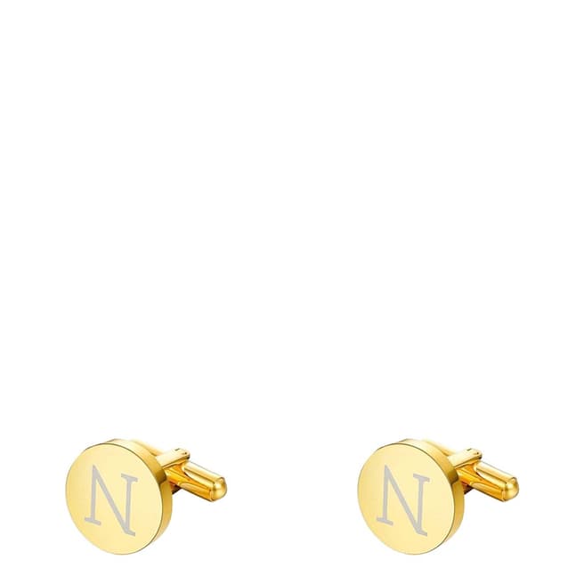 Stephen Oliver Gold Plated Initial "N" Cufflinks