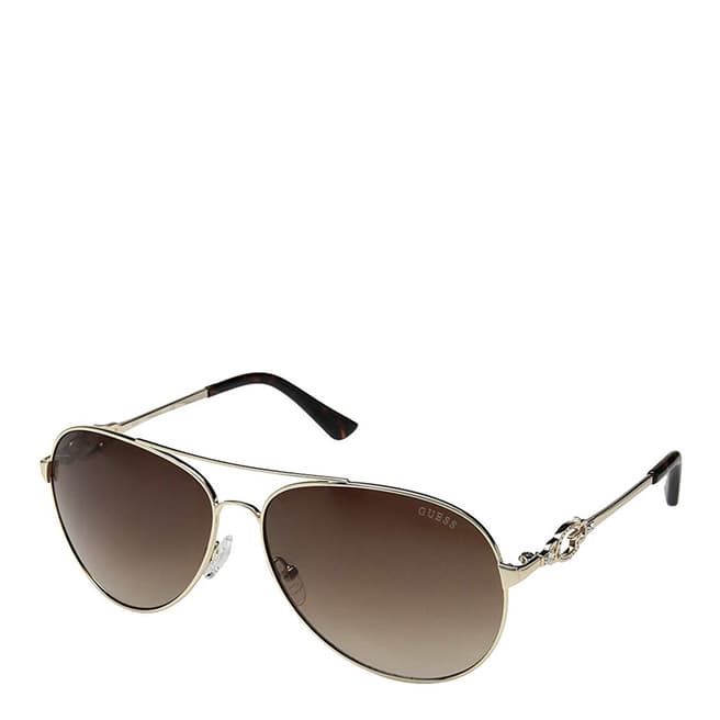 Guess Unisex Gold/Brown Guess Sunglasses 62mm