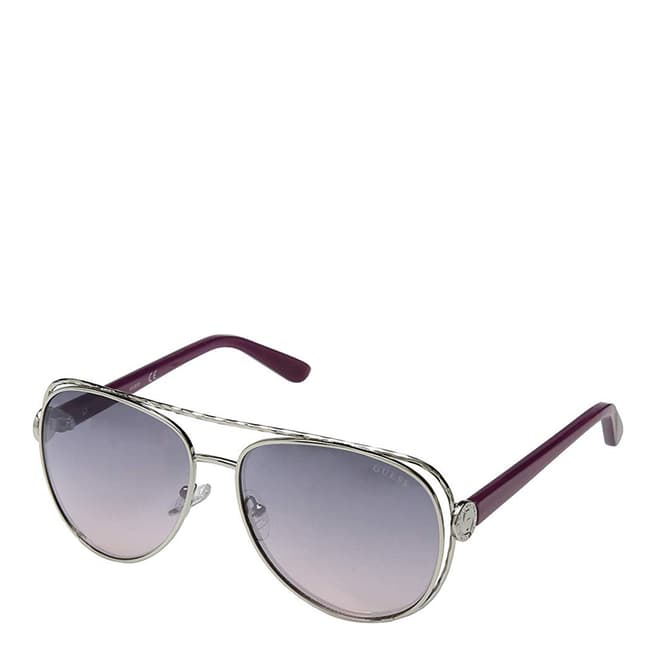 Guess Unisex Silver/Purple Guess Sunglasses 58mm
