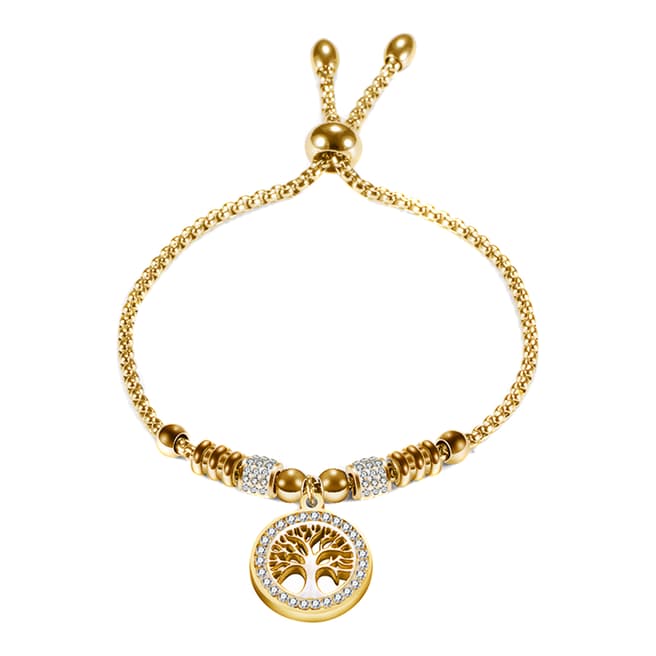 Chloe Collection by Liv Oliver 18K Gold Carved Tree Charm Embellished Bracelet