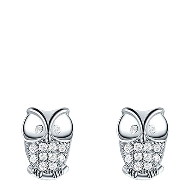Ma Petite Amie Platinum Plated Eight Heart Owl Earrings