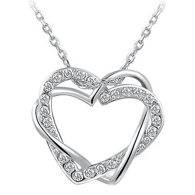 Ma Petite Amie Platinum Plated Double Heart Necklace