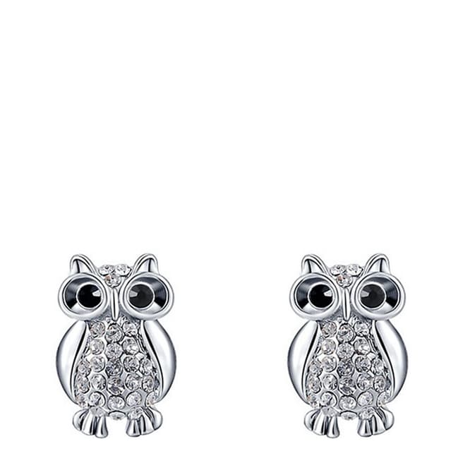 Ma Petite Amie Platinum Plated Owl Stud Earrings