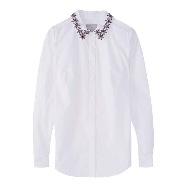 Pure Collection Jewelled Collar Cotton Shirt