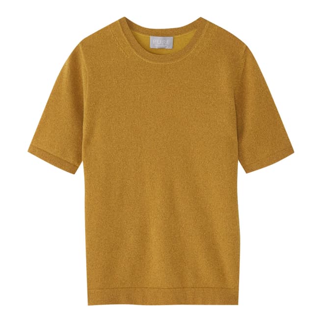 Pure Collection Gold Sparkle Cashmere T-Shirt