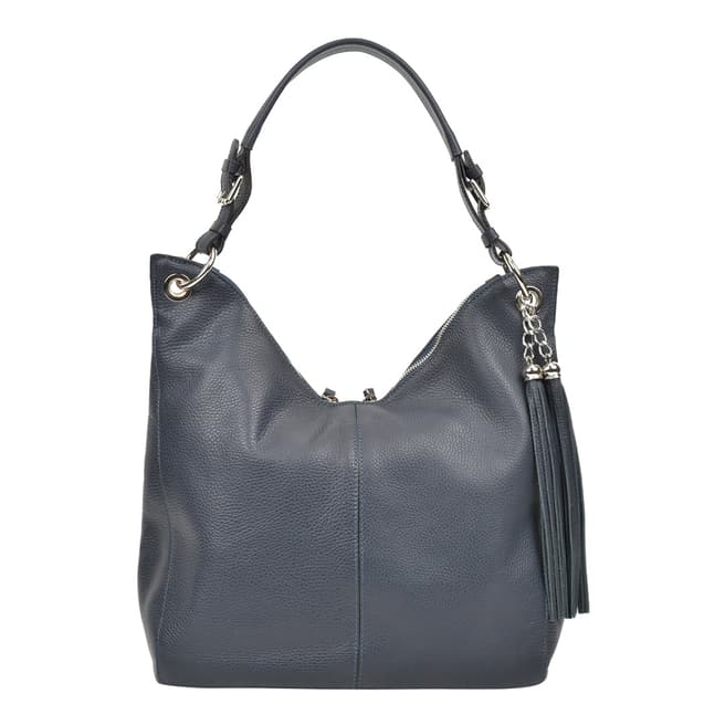 Carla Ferreri Navy Leather Hobo Bag