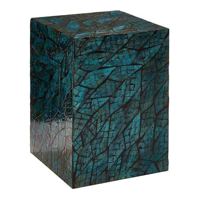 Fifty Five South Bahira Square Side Table, Shell / MDF, Teal Finish
