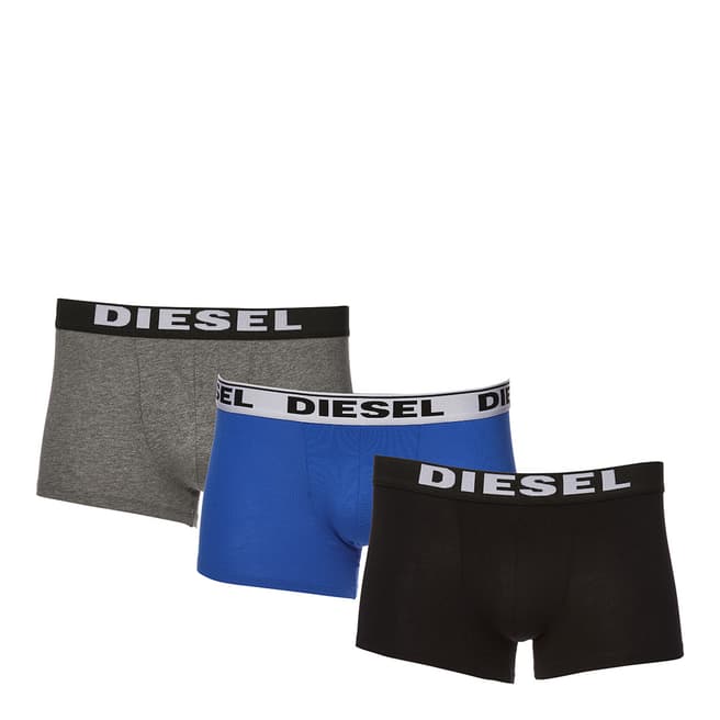 Diesel Black/Grey/Blue Kory 3 Pack Boxer Trunks