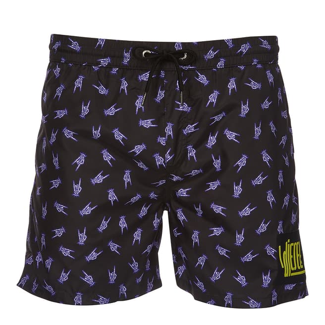 Diesel Black/Purple Printed Wave Shorts