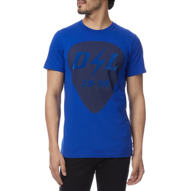 Diesel Blue Printed Logo Diego Cotton T-Shirt