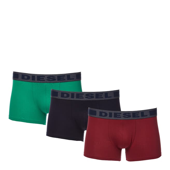 Diesel Green/Navy/Red  Shawn 3 Pack Boxer Trunks