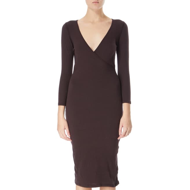 James Perse Burgundy Fitted Wrap Dress