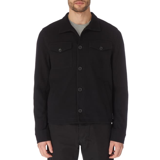James Perse Black Knit Drill Cotton Jacket