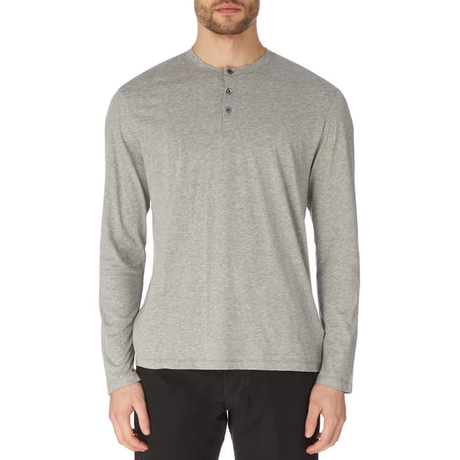 James Perse Grey Jersey Cotton/Cashmere Henley Top