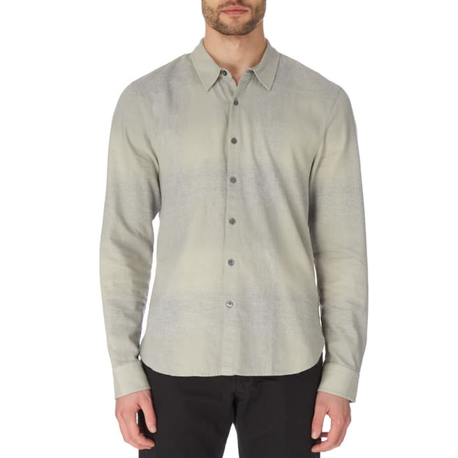 James Perse Grey Ghost Plaid Cotton Shirt