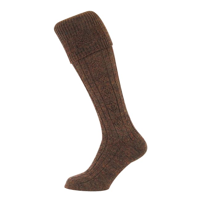 Hoggs of Fife Men's Bronze Country Cable Knit Socks