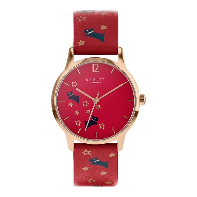 Radley Red Dog and Stars Leather Strap Watch